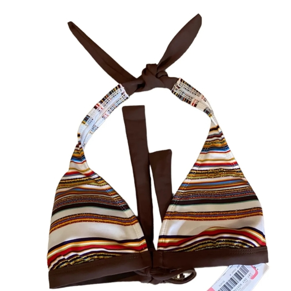 NWT Guess Striped Banded Sundance Bikini Top Medium